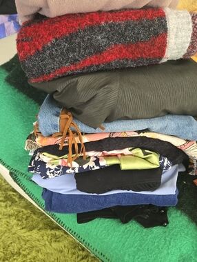 Stacked Mixed Clothing Bundle with Red & Black Knit Top